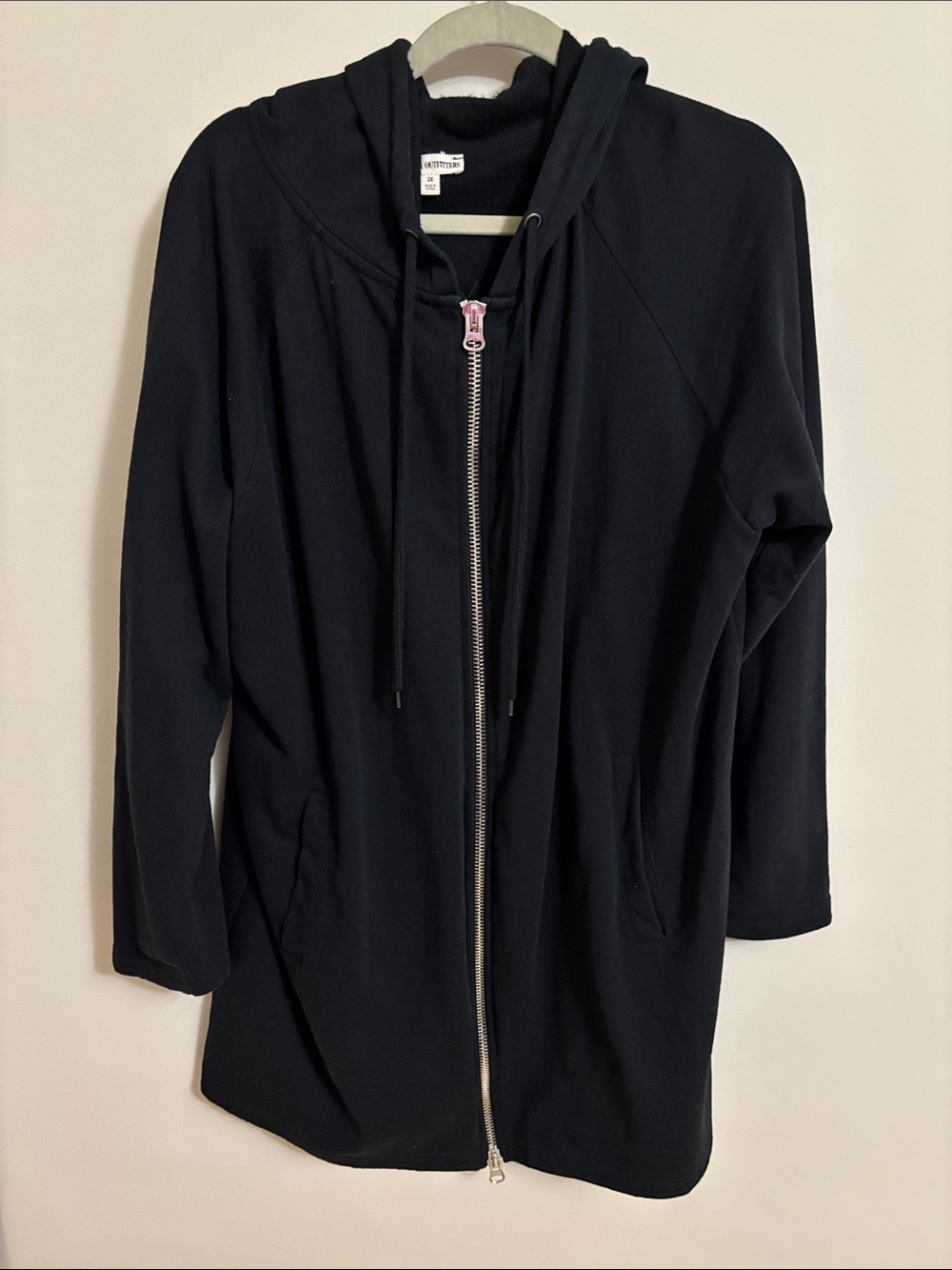 Plus size Women Tunic Hooded Zip-Front sweatshirt